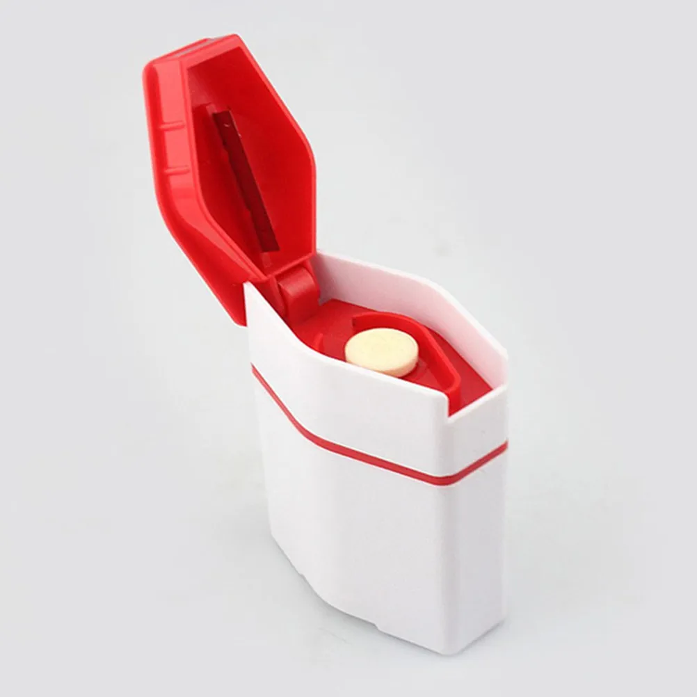 Mini Pill Cutter Box Portable Medicine Splitter Holder Medication Divider for Home Travel Random Lid Color Effortless Pill