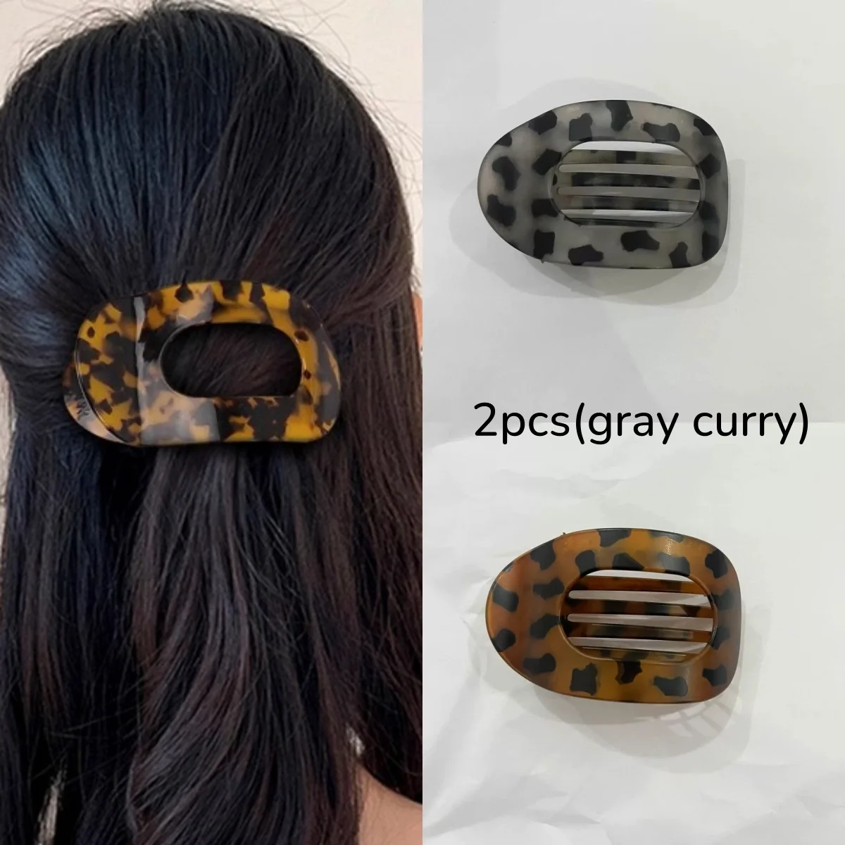 2 flache elliptische Haarspangen, Entenschnabel-Clips mit starkem Griff, einfaches Haar-Accessoire für Hochsteckfrisuren auf der Rückseite des – Detail 5