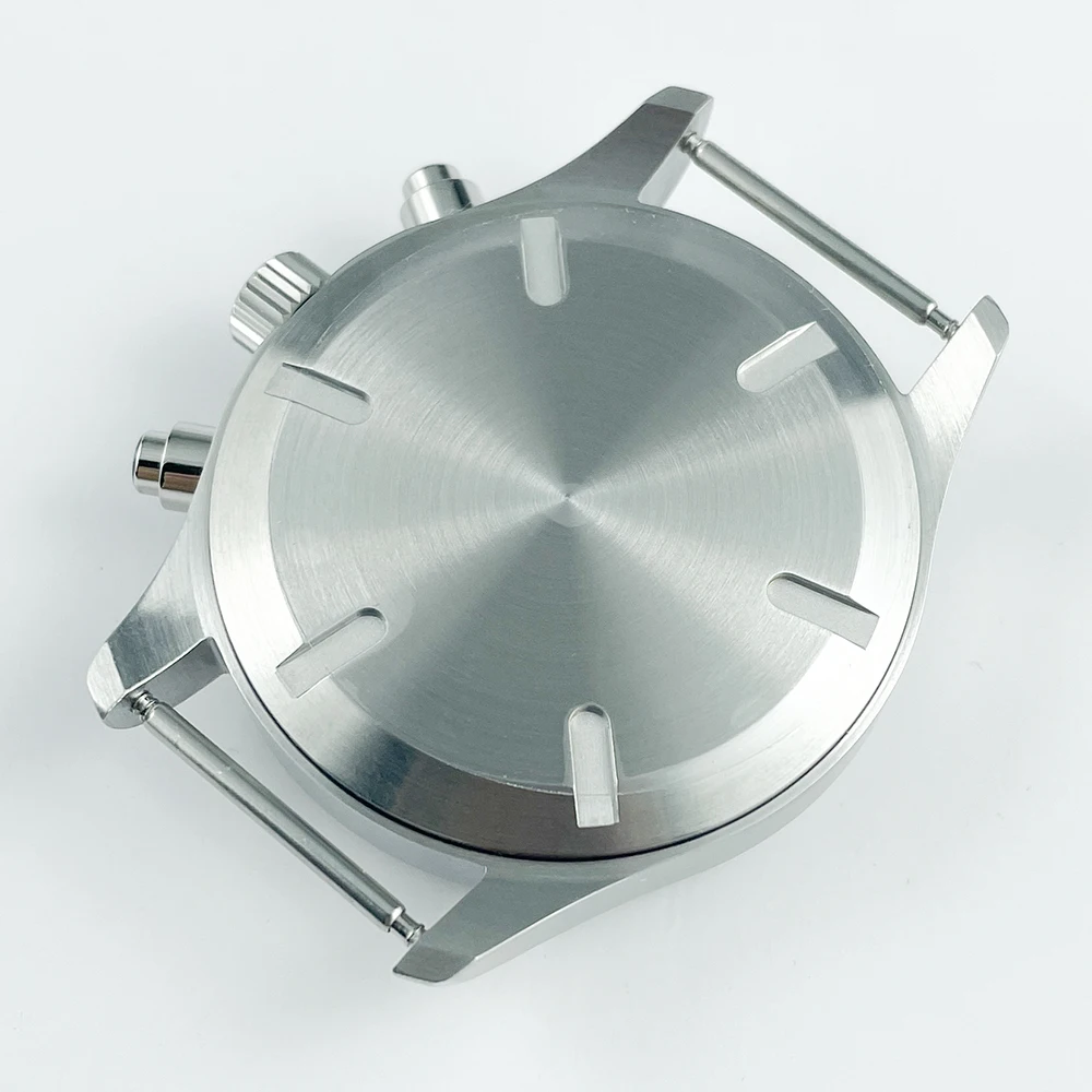 43mm Pilot Watch Case Chronograph Solid Stainless Sapphire Crystal 5ATM Compatible with 37.7mm Dial Miyota 0S00