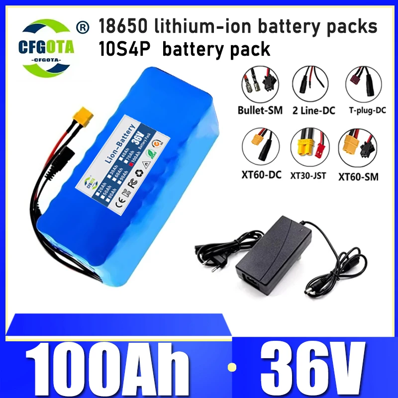 36V 100Ah， Electric scooter battery pack replacement, 10S4P 18650 lithium-ion battery pack, long cycle life