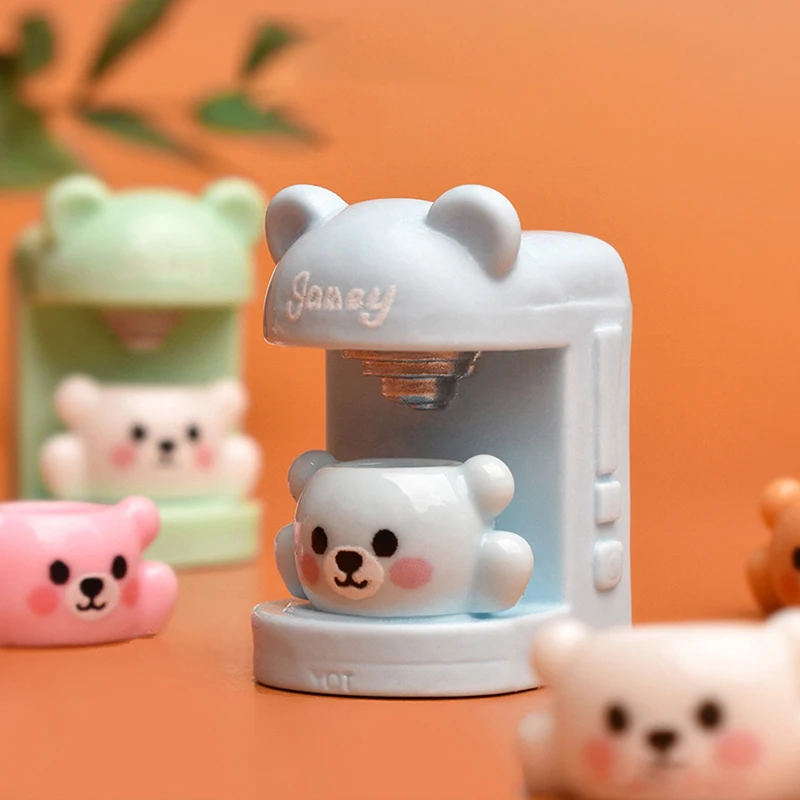 4Set Doll House Accessories Dollhouse Miniature Little Bear Cup Set Coffee Machine Home Appliances Decor Toy