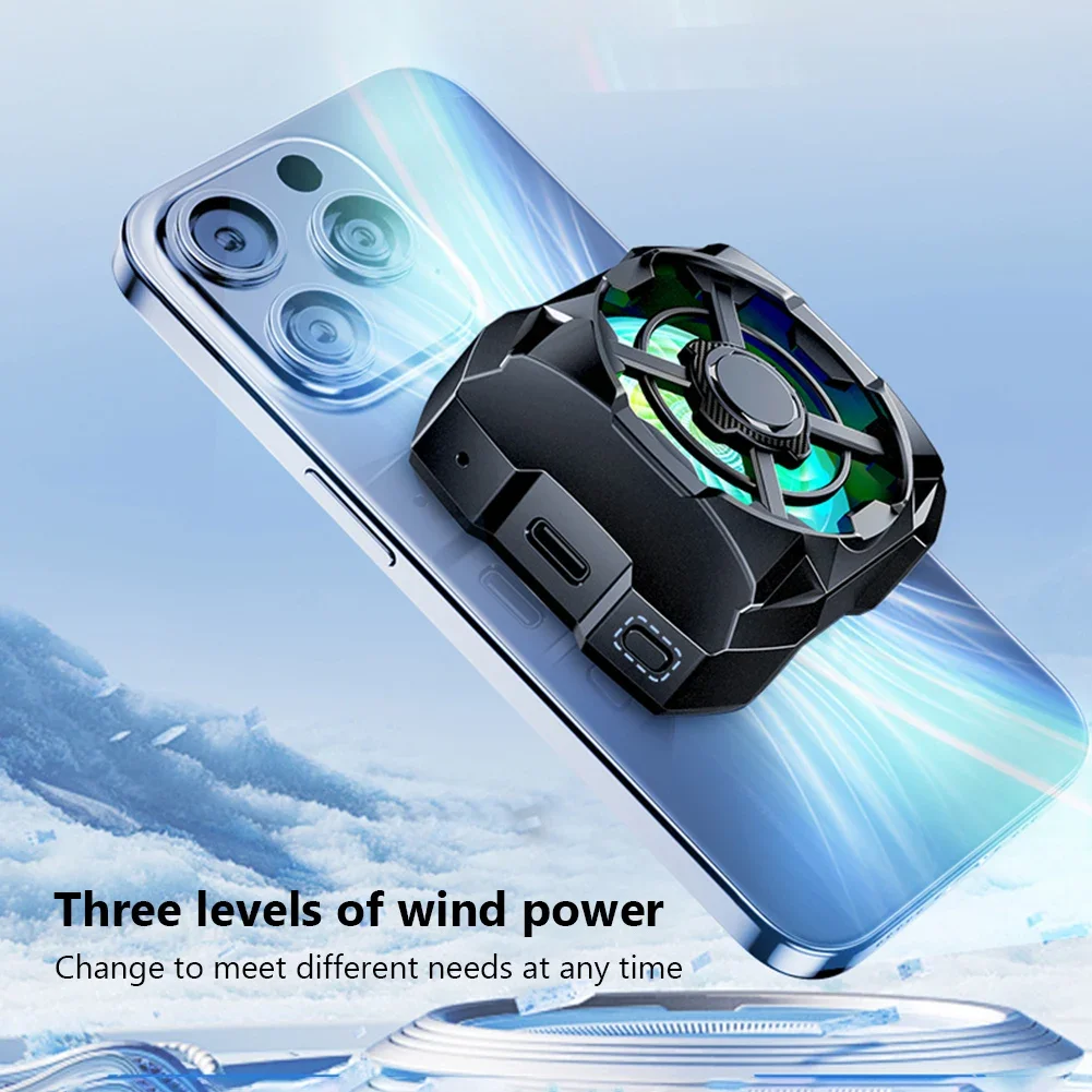 Radiador de teléfono móvil recargable con luz azul, disipador térmico para teléfono, Enfriador de juegos magnético inalámbrico para teléfonos inteligentes Android y iPhone