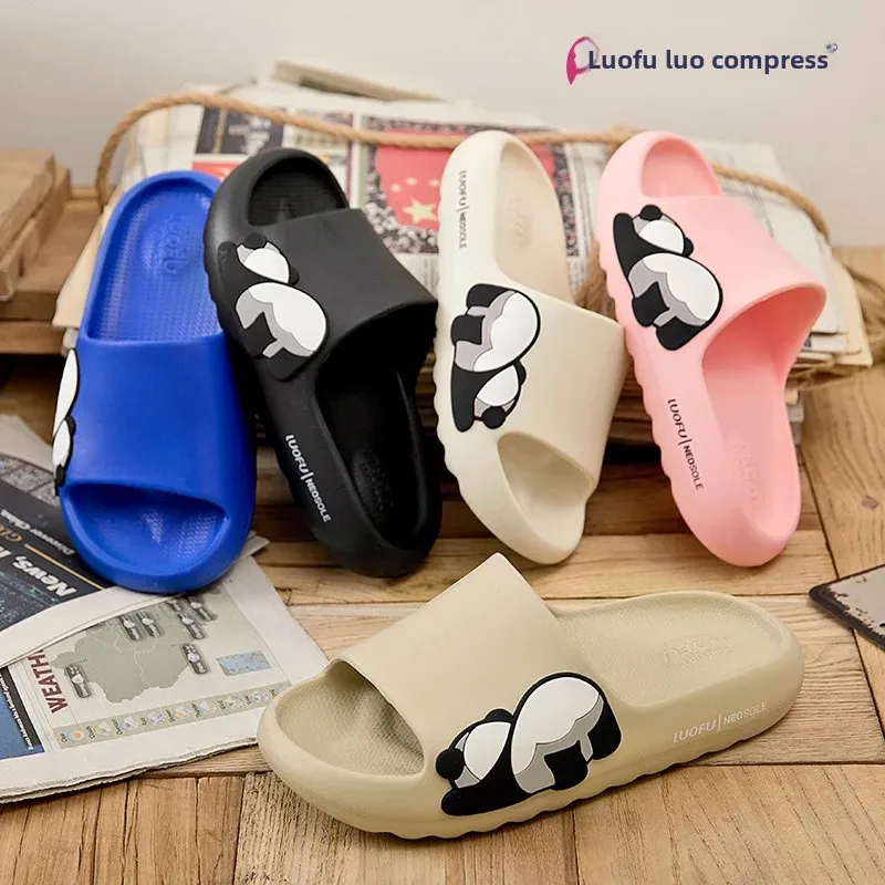 Luofu Slippers For Couples New Summer Style Home Indoor Non-Slip Bathroom Casual Home Use Outer Wear Beach Shoes EVA Outsole