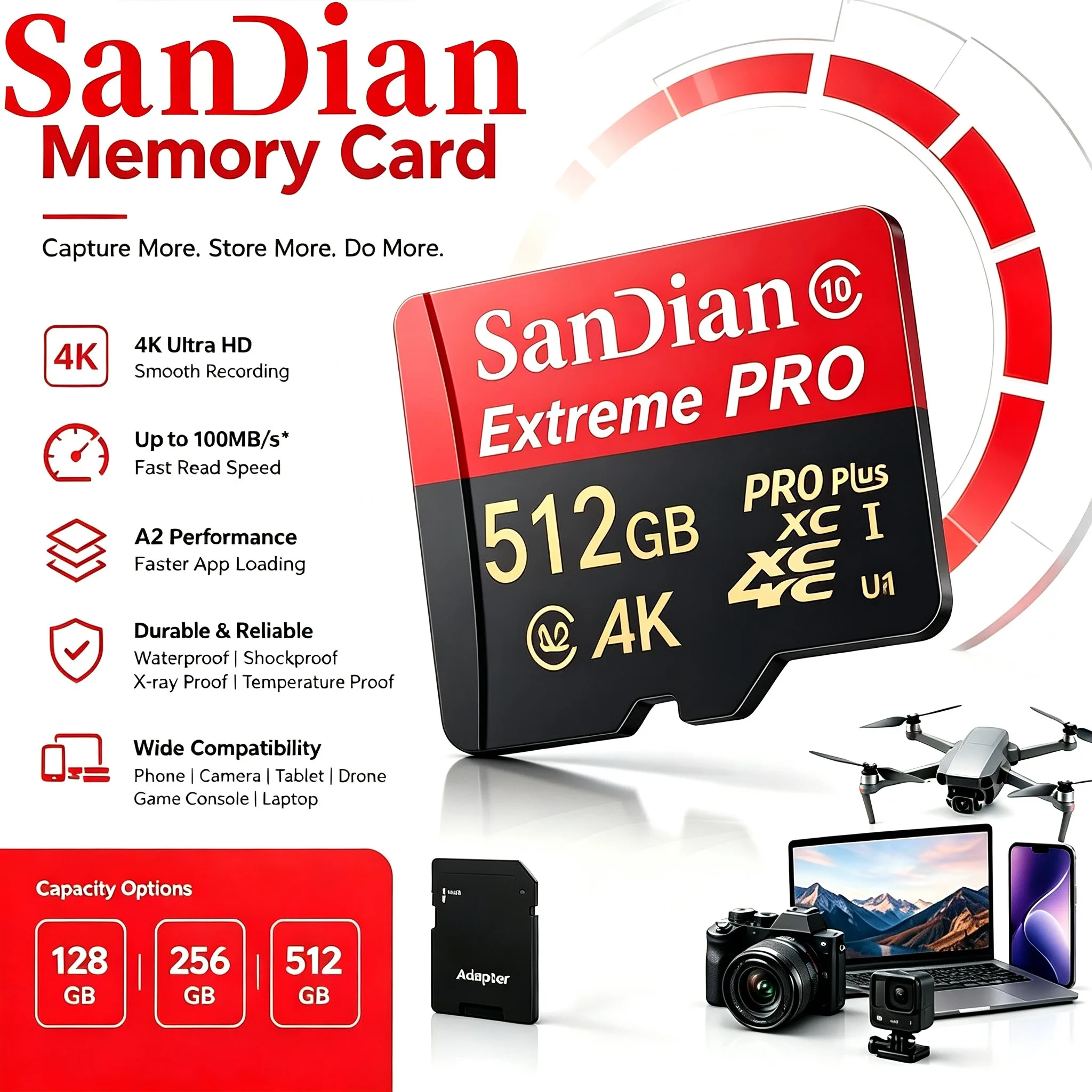 64GB 128GB 32GB 256GB New Memory Card Micro TF SD Card SD Cards TF Cards for GoPro/VR Headset/Mobile/MP4 Player/Baby Monitor