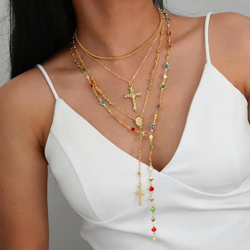1 Set Gold Layered Necklaces Kit For Women Tarnish Resistant Dainty Charms For Daily Wear Party Vacation Jewelry