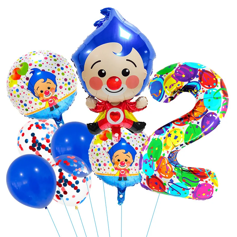 New circus themed cartoon clown aluminum film balloon set for children\'s birthday party decorations