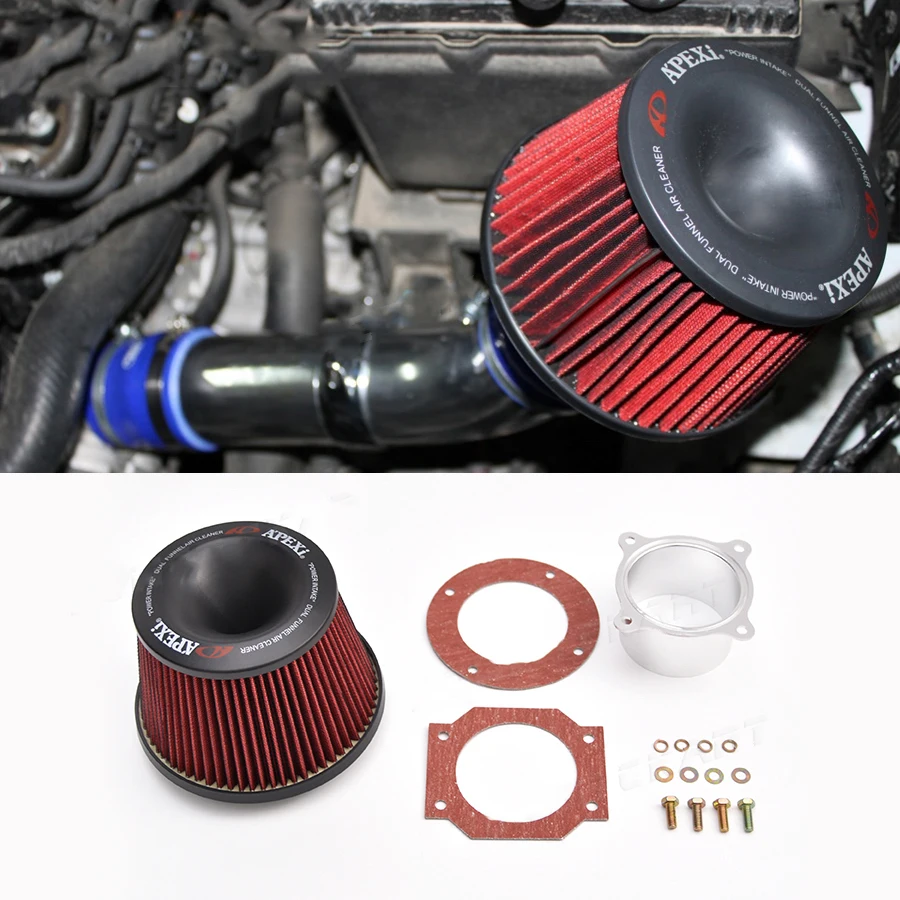 Apexi 76mm Air Filter Universal Car Vehicle Intake Air Filter Dual Funnel Adapter Air Intake Cleaner