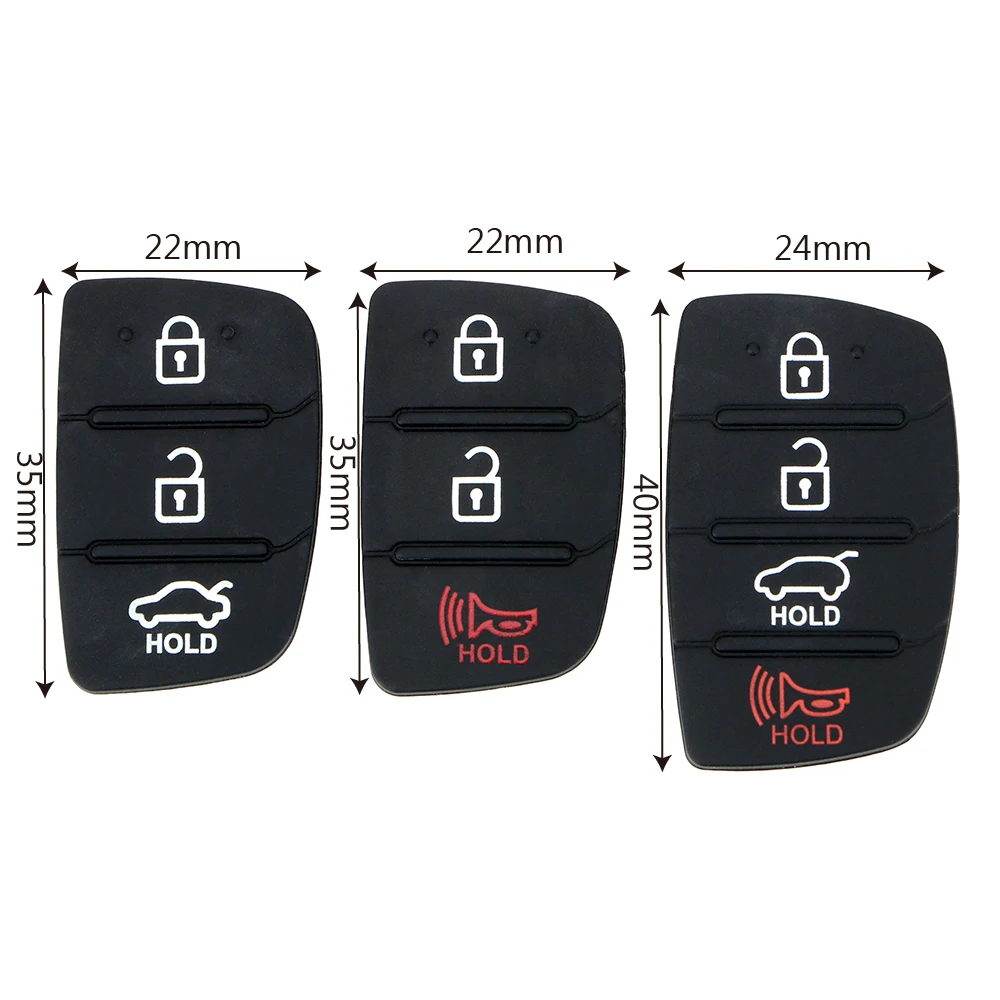 Remote Key Case Cover Auto Replacement Parts 3 4 Buttons Car Key Rubber Button Pad Car Key Shell For Hyundai Ix35 Ix45 1pc