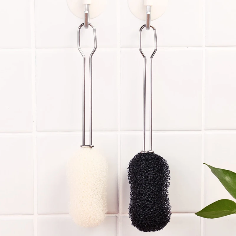 Stainless Steel Long-handled Cleaning Brush Can Replace Sponge Milk Bottle Brush Teacup Glass Brush Kitchen Cleaning Utensils