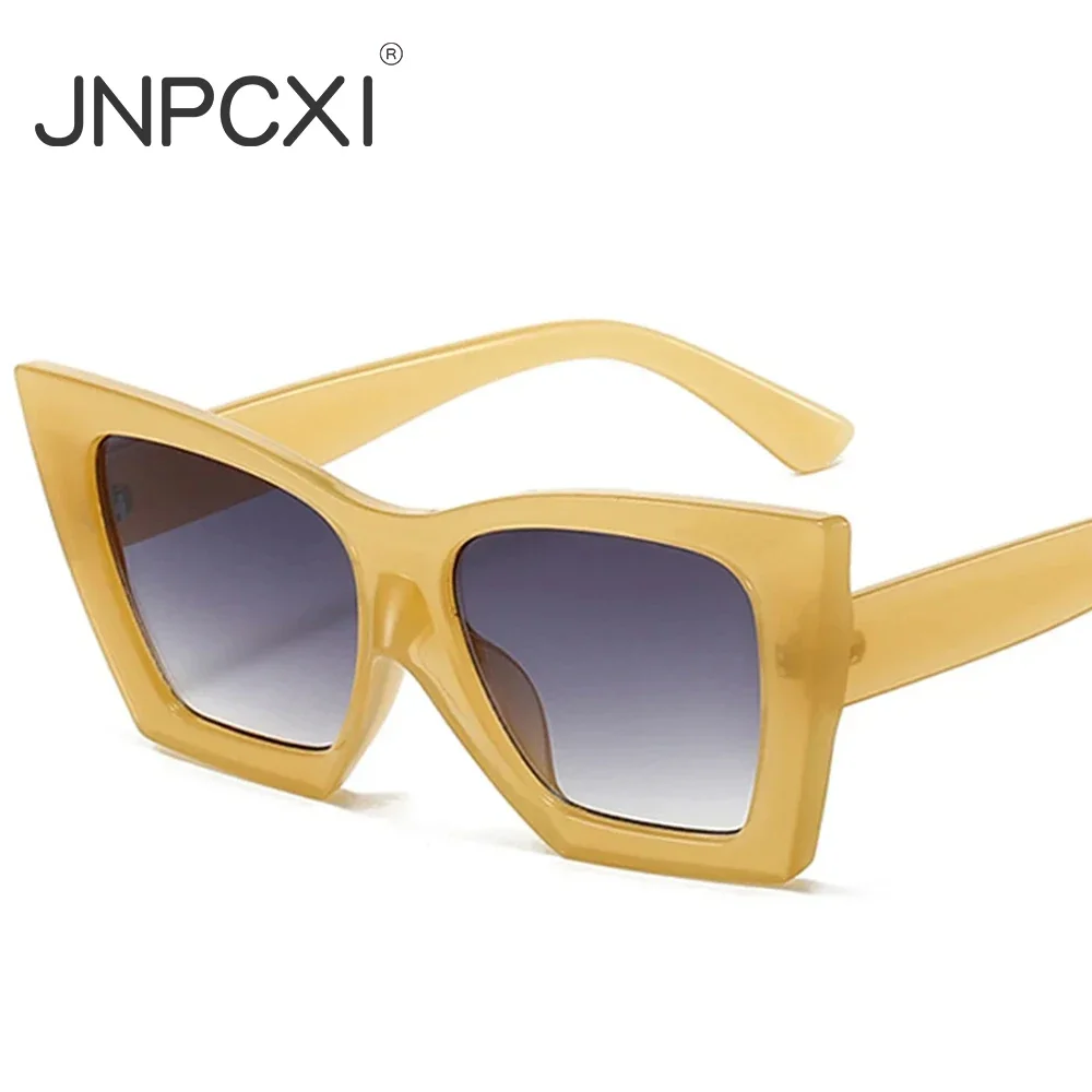 JNPCXI New Cat Eye Yellow Jelly Color Women Sunglasses Fashion Gradient Shades UV400