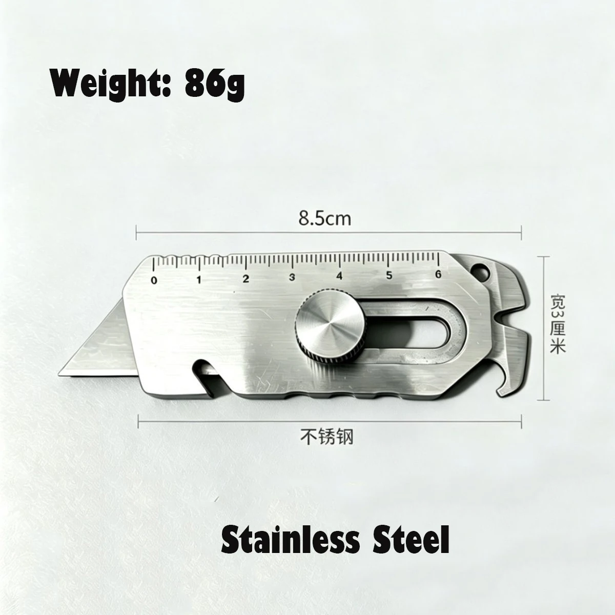 Multi Functional Stainless Steel SK5 Utility Knife Sharp Portable Paper Cutter Ruler Pry Bar EDC Tool Replaceable Blade