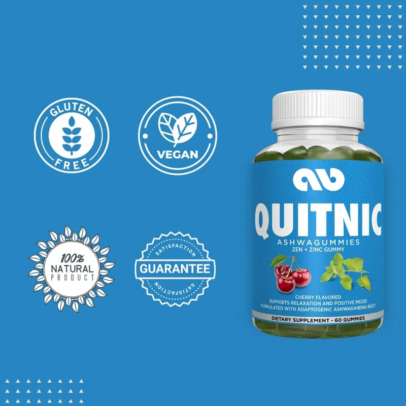 

Quit-NIC, Quit smoking gummies, help quit smoking gummies, all natural - nicotine free - non GMO, vegetarian. 60 gummies