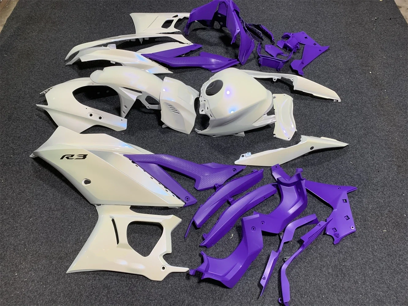 Motorcycle Fairing kit for Yamaha R25 2019 2020 2021 2022 2023 year R3 19-23 Fairing White purple motorcycle housing