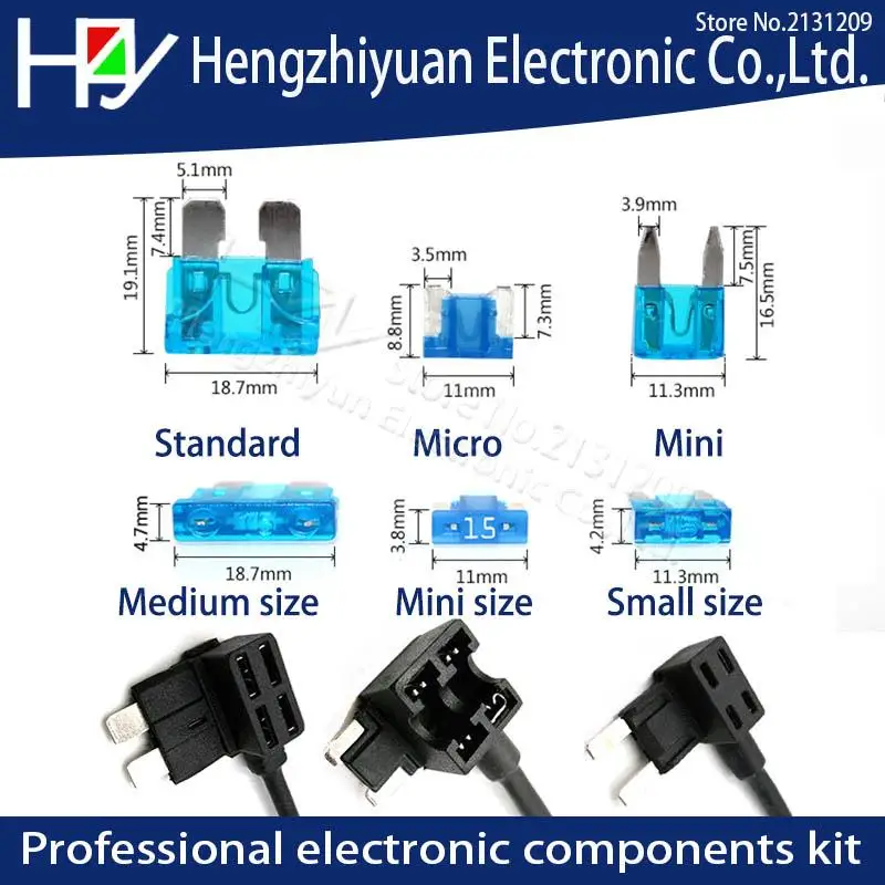 TAP Adapter with 10A Micro Mini Standard ATM Blade Fuse 12V MINI SMALL MEDIUM Size Car Fuse Holder Add-a-circuit Piggy Back Fuse