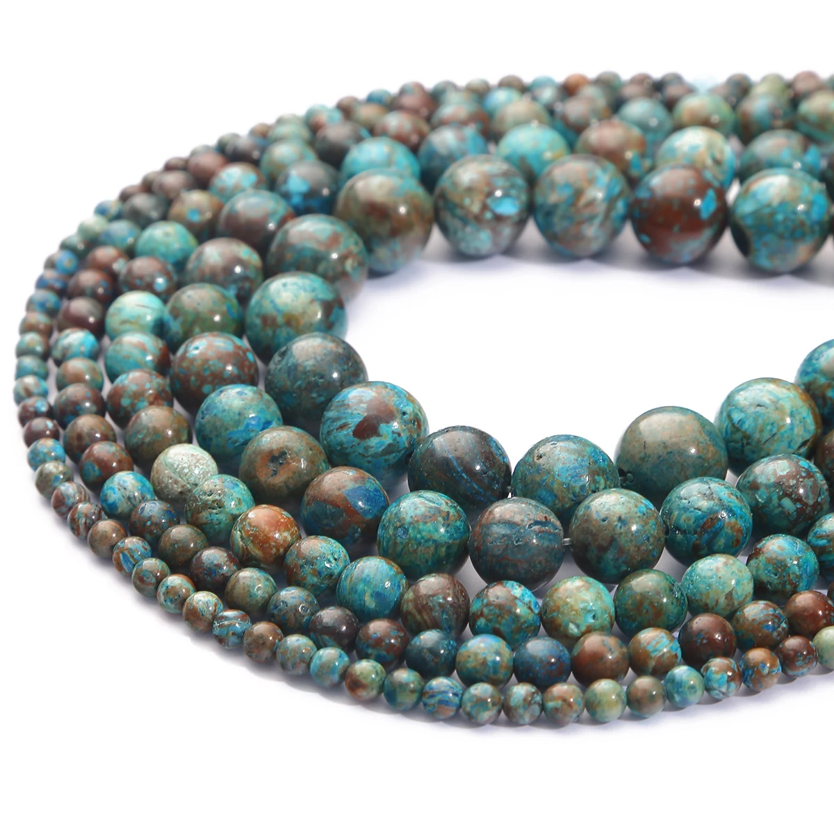 Naturstein, blaues Serpentinenmuster, Streifen, Achate, rund, lose Abstandsperlen für die Schmuckherstellung, DIY-Armband, Halskette, Zubehör – Detail 2