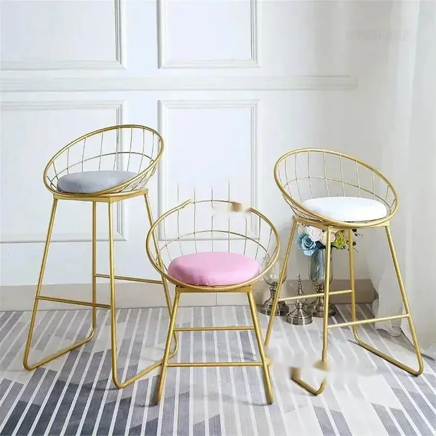 الشمال فندق مطعم أقدام عالية كرسي مسند الظهر كرسي طويل الساق الحديثة ضوء فاخر الذهبي الحديد بار البراز أثاث المطبخ المنزلي