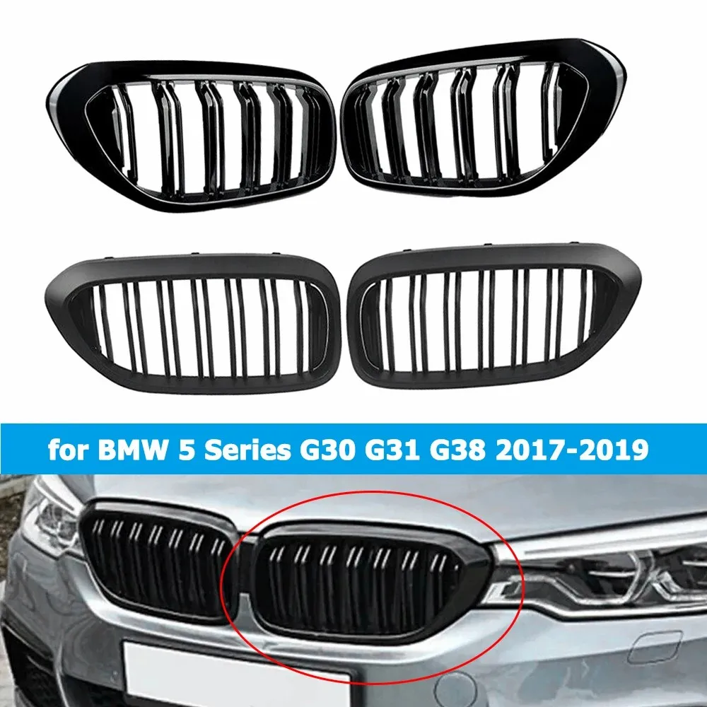 

2 High-quality Bright Black Front Kidney Grille Racing Grilles -2017-2020 BMW 5 Series G30 G31 G38 530i 540i Replacement Parts