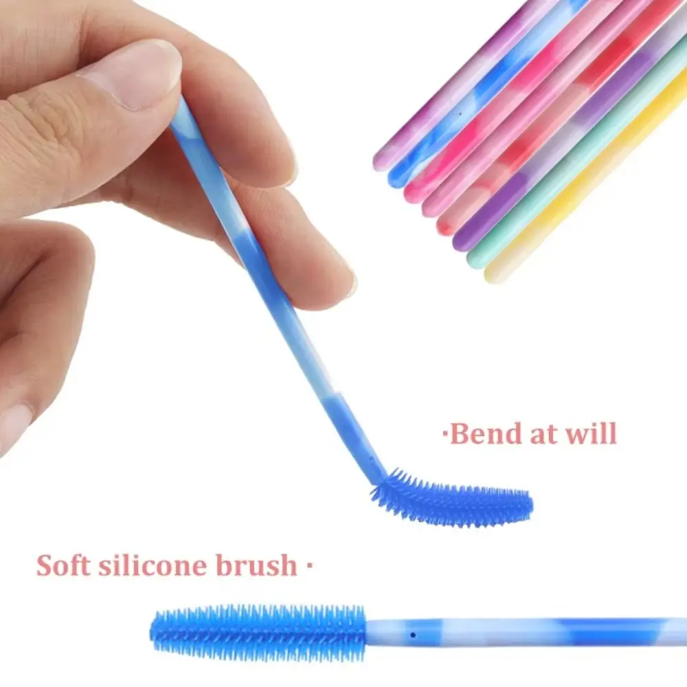 Brosses à cils jetables, outils de maquillage, brosse de maquillage en Silicone, microbrosse, couleur arc-en-ciel, applicateur de Mascara, 50 pièces