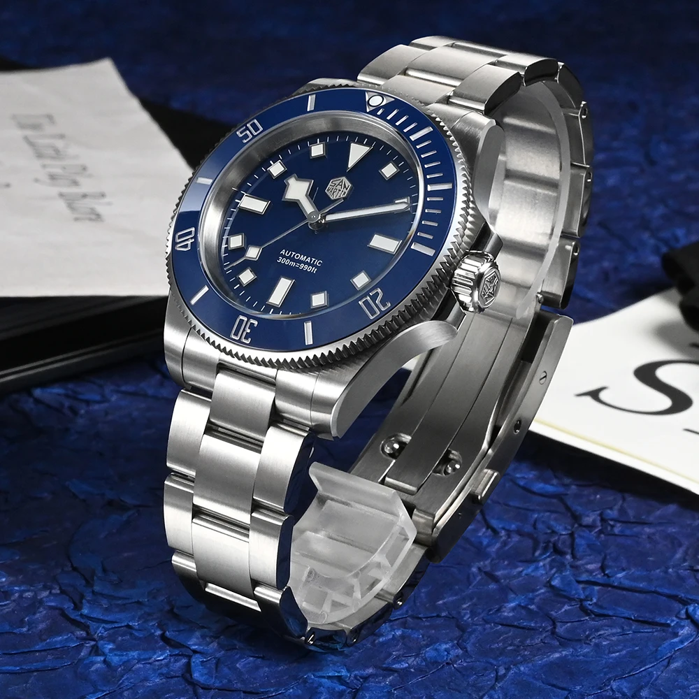 San Martin 40mm Acero inoxidable clásico hombres reloj de buceo Japón NH35 zafiro mecánico automático impermeable 300m SN0111