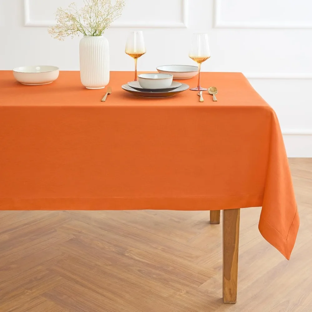 

Solino Home Linen Tablecloth, 60 x 90 Rectangle, Pure Linen, Persimmon Orange, Suitable for Parties, Machine Washable