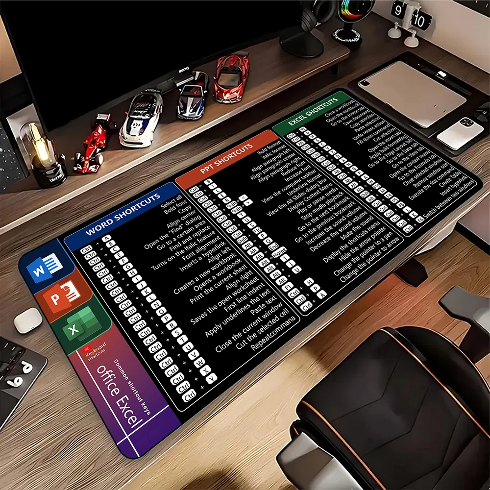 

Office Excel/Windows ShortcutsMouse Pad Large Extended Stitched Edge Mousepad for Word Powerpoint Gaming Keyboard Desk Mat