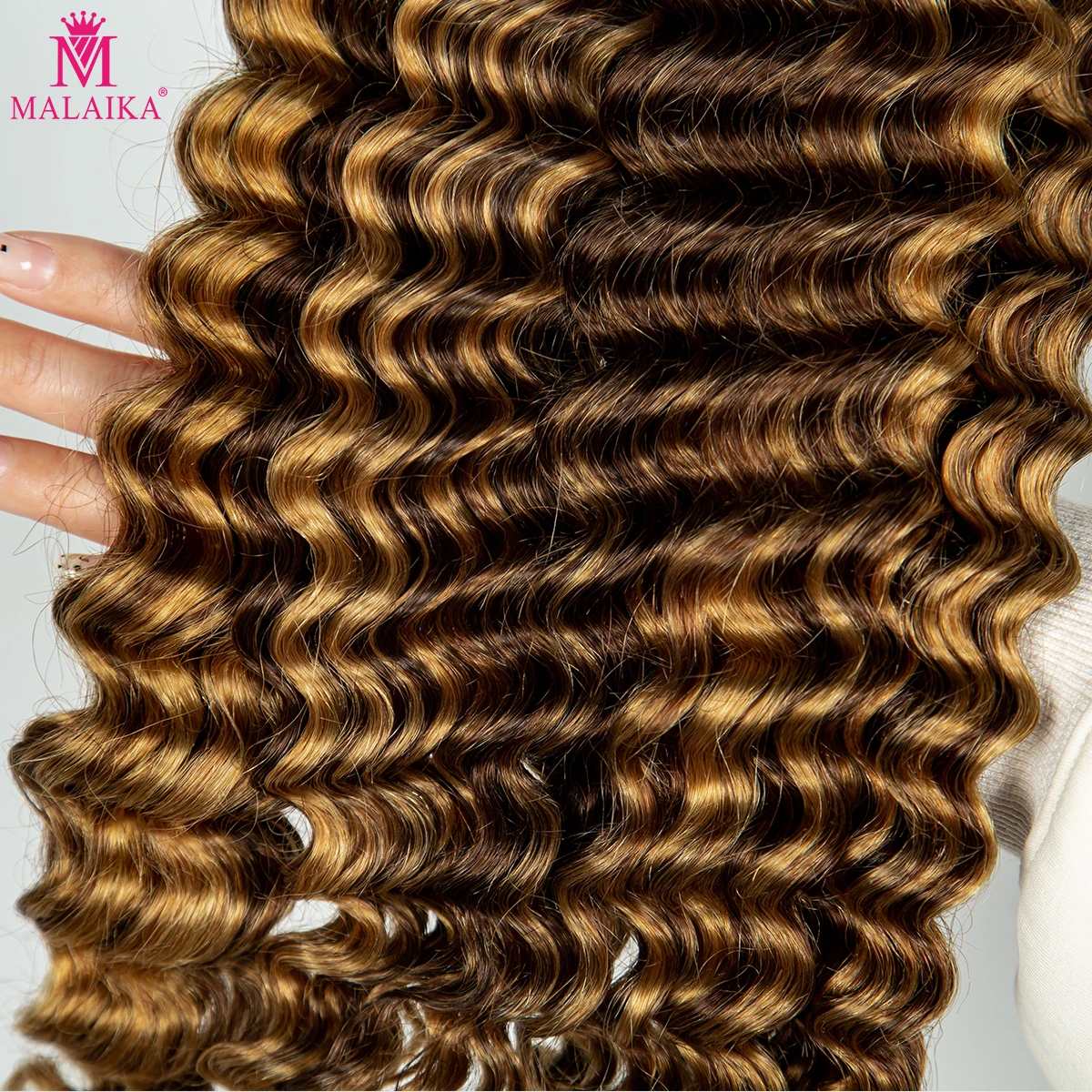 Deep Wave Human Hair Bulk for Braiding Brazilian Human Hair Bulk No Weft HighLight Brown 16-28 Inches Extension Crochet Braids