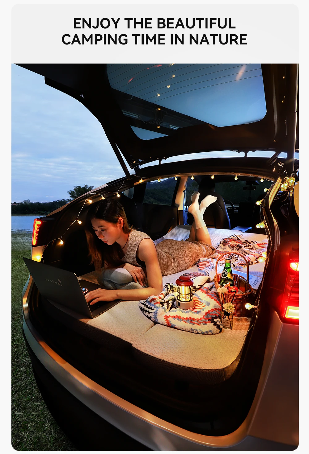 YZ Campingmatratze für Tesla Model Y 2021-2026, Memory-Schaum-Matratze, Reisebett, tragbar, im Auto schlafen, Outdoor-Camping – Detail 20