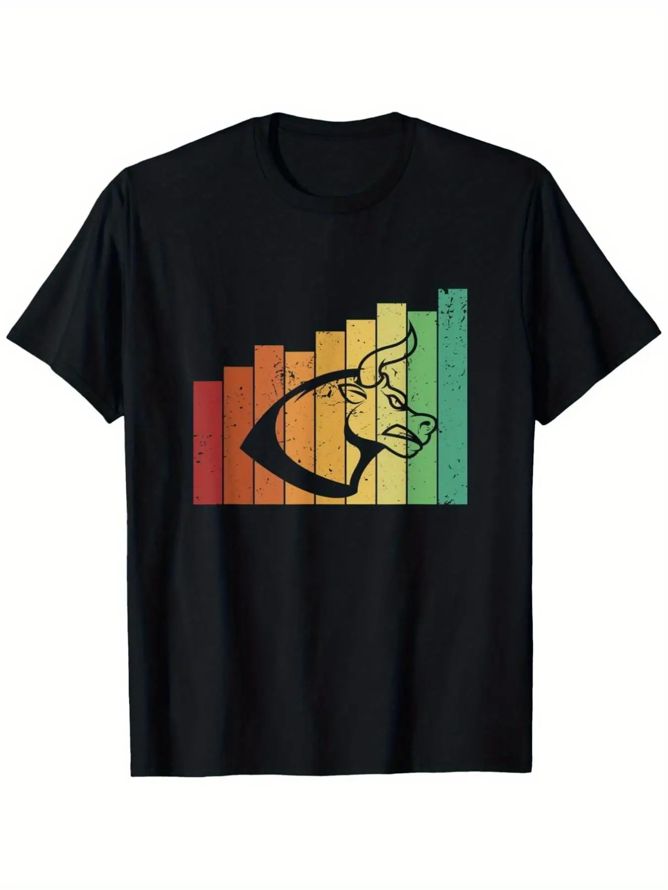 Bull Bear Stock Market T-Shirt for Men & - Bull & Bear Chart Symbols, Investor Broker Trader Apparel, Casual Crew Neck Short Sle