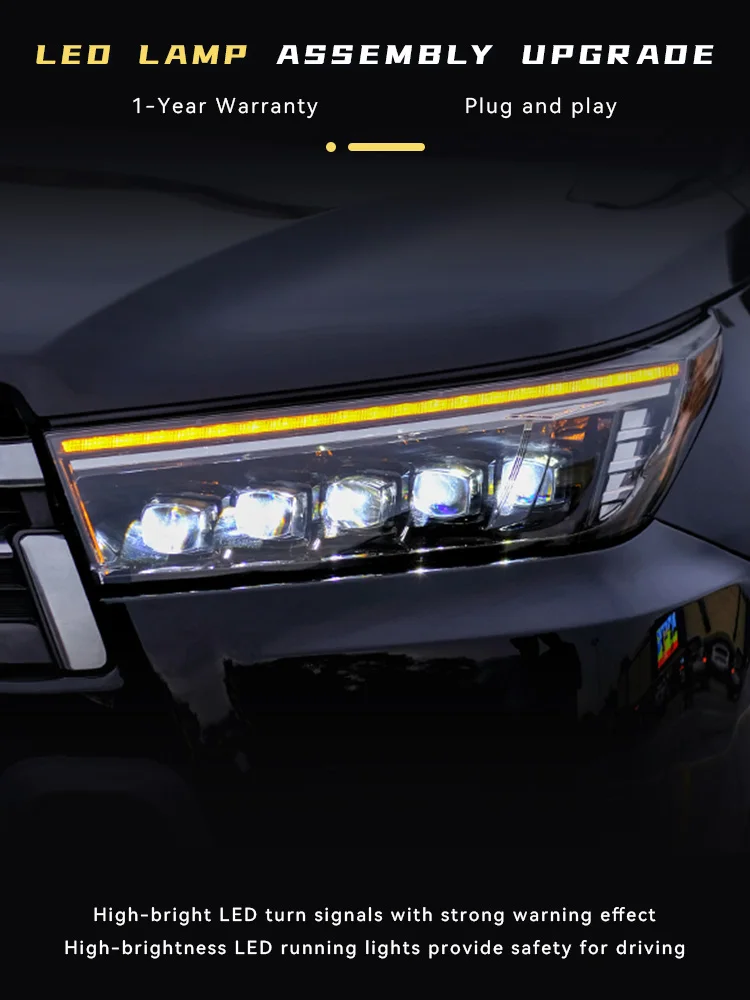 Headlight For Toyota Highlander 2018-2021 Car LED Head Light Upgrade Dynamic Projector 5 Lens Turn Signal Front Lamp Accessories