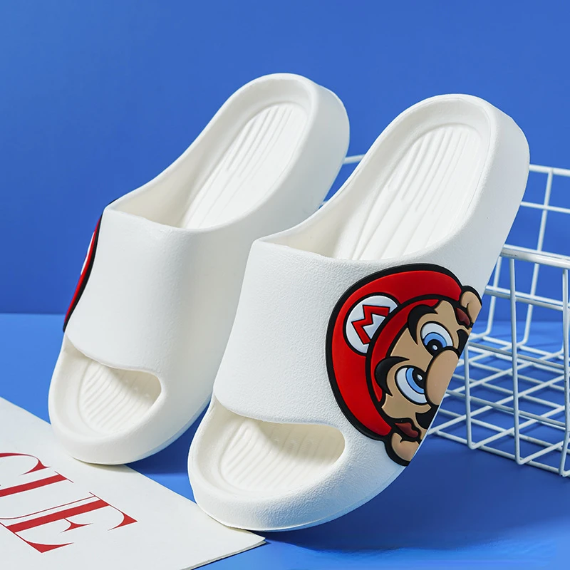 Super Mario Kids Slippers Summer Indoor Cartoon Home Shoes Flip Flops Boy Slippers for Children Anime Non-slip Thick Sole Slides