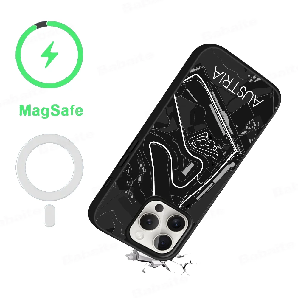 F1 Race Track Prints Phone Case Magnetic Case For IPhone 16 14 13 12 11 15 Pro Max Plus For Magsafe Wireless Charge Cover