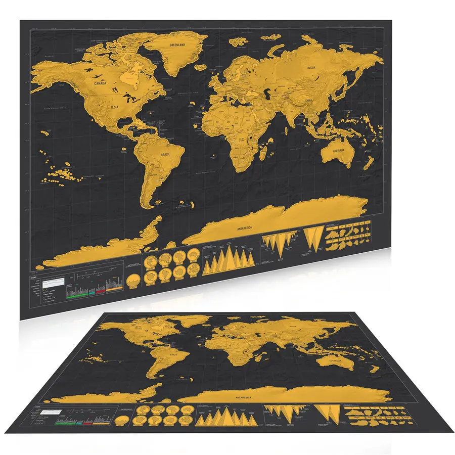 New arrival Deluxe Global Scrape Maps Wall Art Posters and Prints Creative Scratch Off Maps for Travel and Home Decor Painting