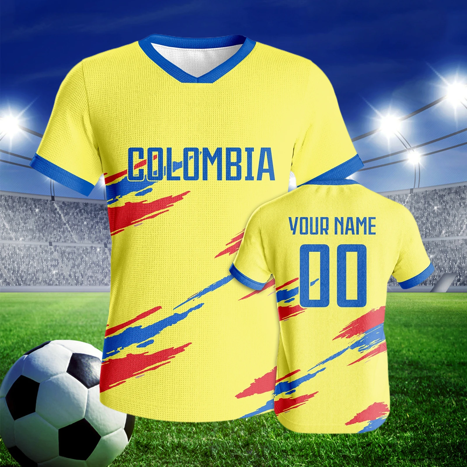 Colombia Soccer Jersey Custom Personalized Name Number Football Kit for Youth Adults Quick-Dry Sportswear Training Outfit