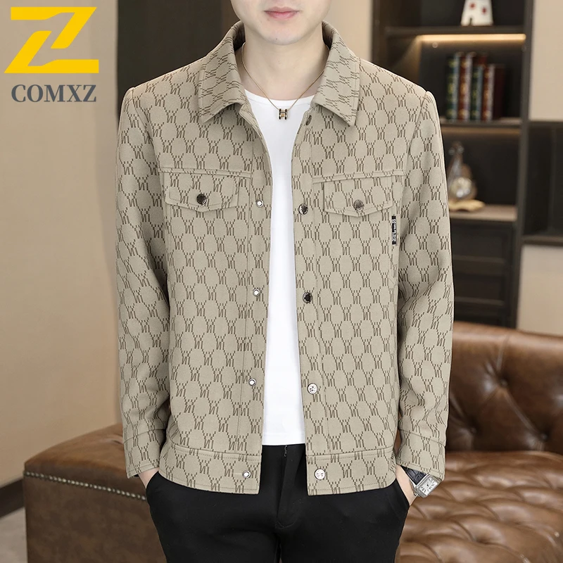 COMXZ New Mens Jacket Fashion Trendy Working Breathable Jackets Slim Fit  Business Casual Lightweight Autumn Premium Outerwear​