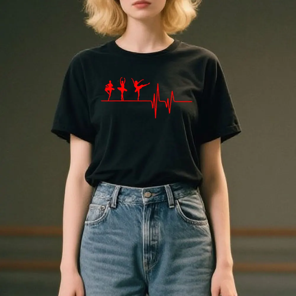 Koszulka damska z nadrukiem baletnicy z 2025 roku, wysokiej jakości, estetyczna koszulka graficzna, damski T-shirt, codzienne ubrania damskie, modne koszulki — zdjęcie 6