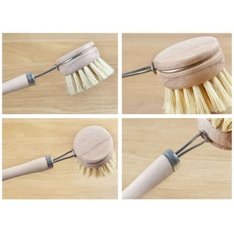 Bamboo Kitchen Cleaning Brush Natural Dishes Pots Pans Sink Washing Brush Eco-friendly Clean Scrubber Brush Cleaner