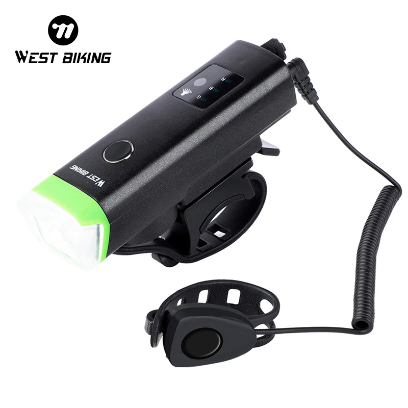 WEST BIKING Bicycle Light With Horn LED Front Flashlight USB Rechargeable Sensor Auto Bike Lamp MTB Road Bike Cycling Headlight