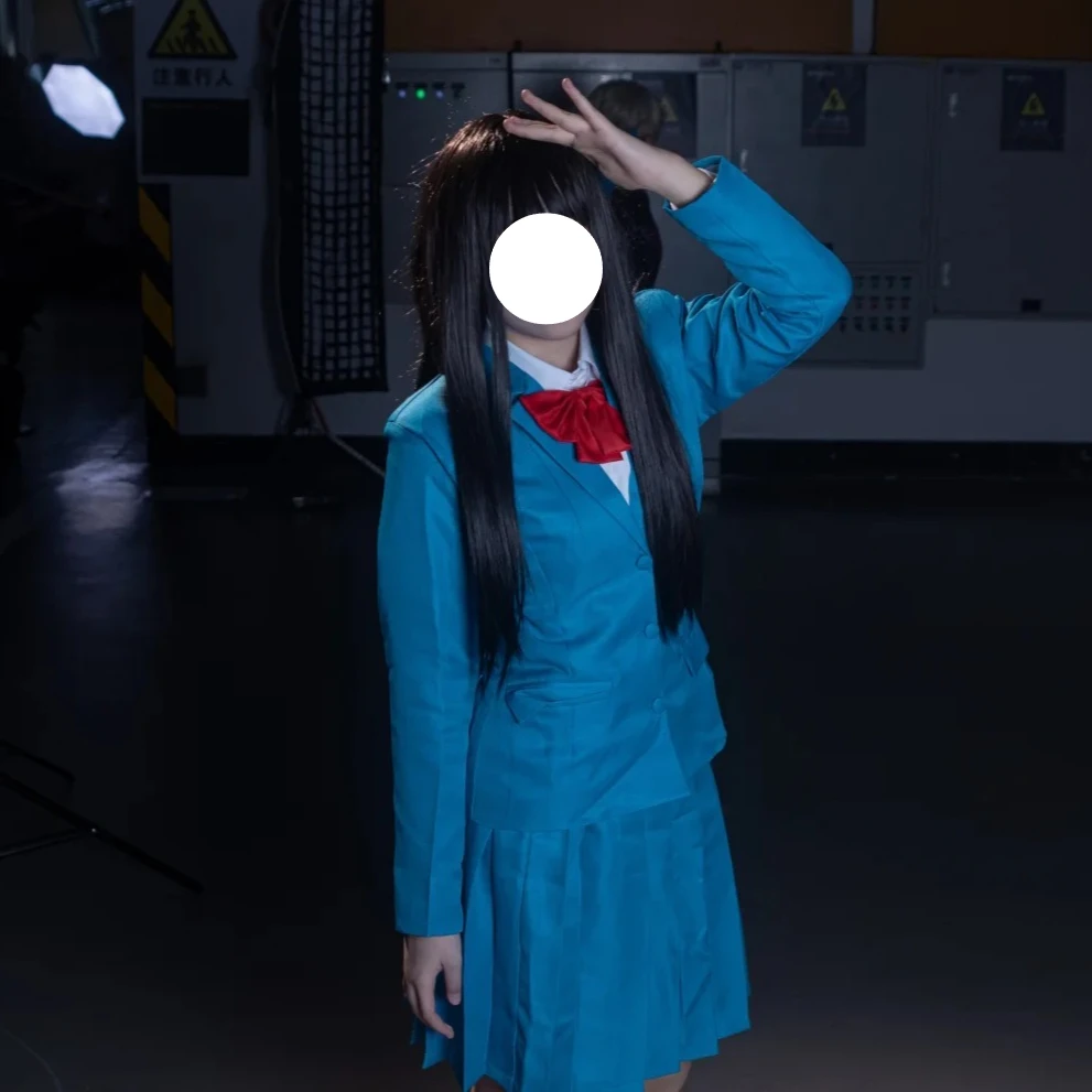 Sawako Kuronuma Cosplay School Unifrom Costume Anime Kimi Ni Todoke From Me To You Blue Blazer Shirt Pink Bow Pleated Skirt JK view 3