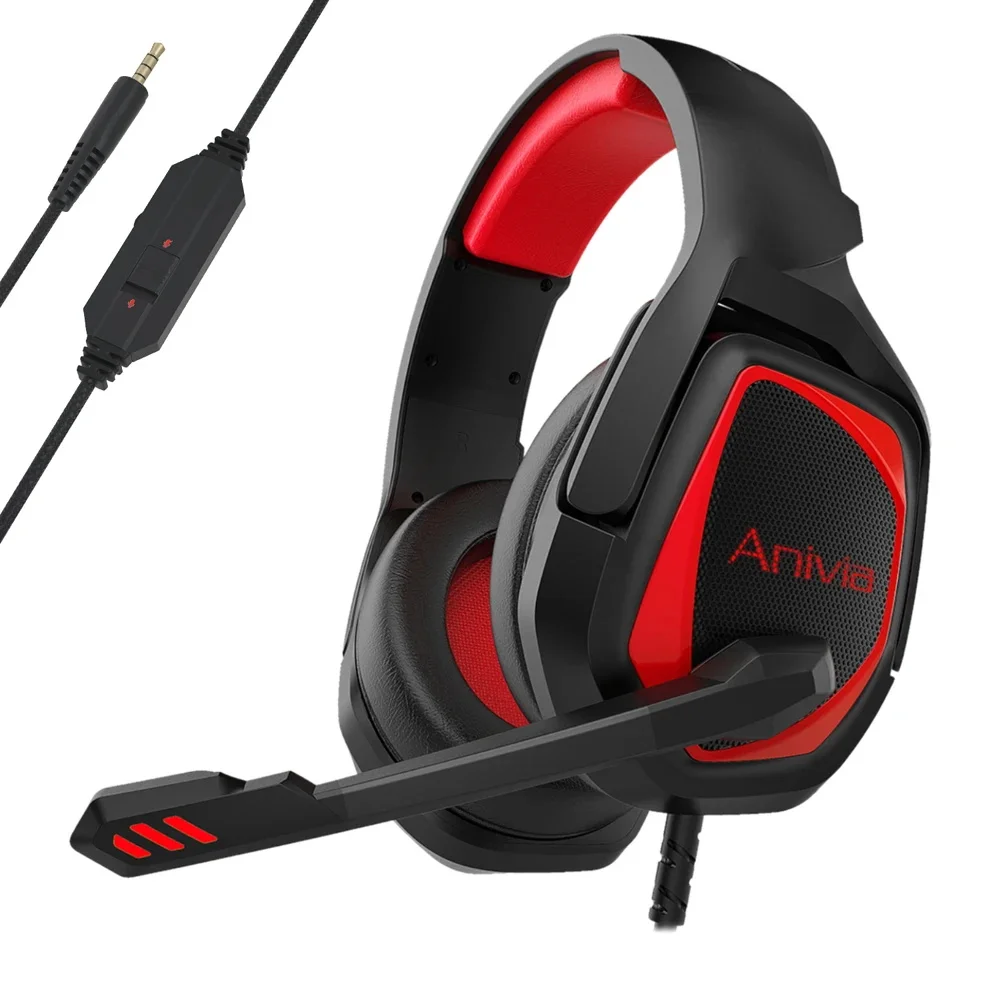 3.5mm Wired Gaming Headset with Microphone, Noise Isolating Over-Ear Design, Volume Control, Compatible with PS4/PC/PlayStation