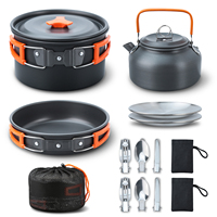 New 16PCS Cookware Set Portable Tableware Kettle Pot Frying Pan with Dining Plate Cooking Pan for Camping Hiking Traveling