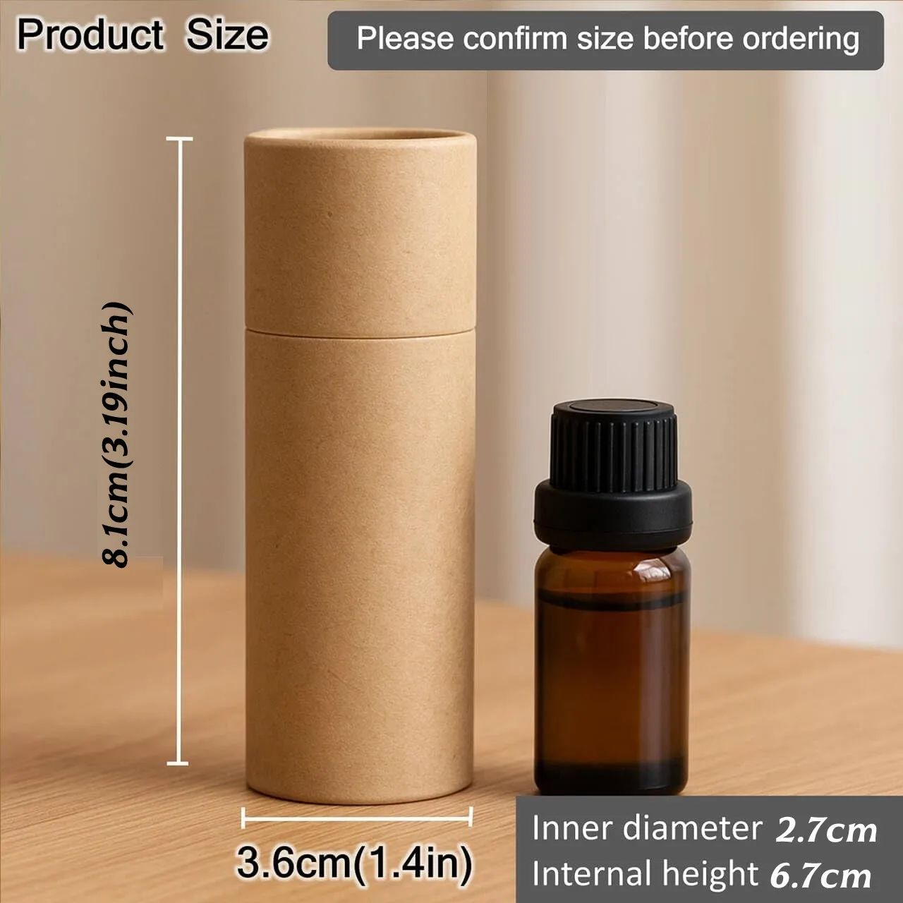 250pcs 10ml Essential Oil Bottle Kraft Paper Packaging Cardboard Tube Jewelry/Cosmetics /Gifts Packing Box