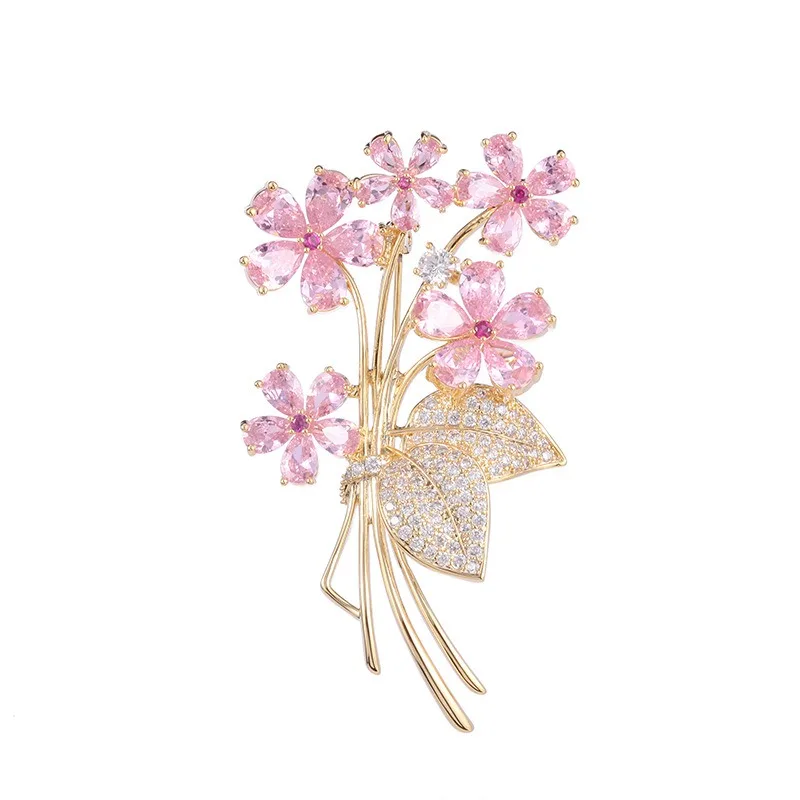 Exquisite Natural Pearl Camellia Brooch Pins Delicate Zircon Daisy Wheat Bouquet Broche for Women Clothing Corsage Decor view 2