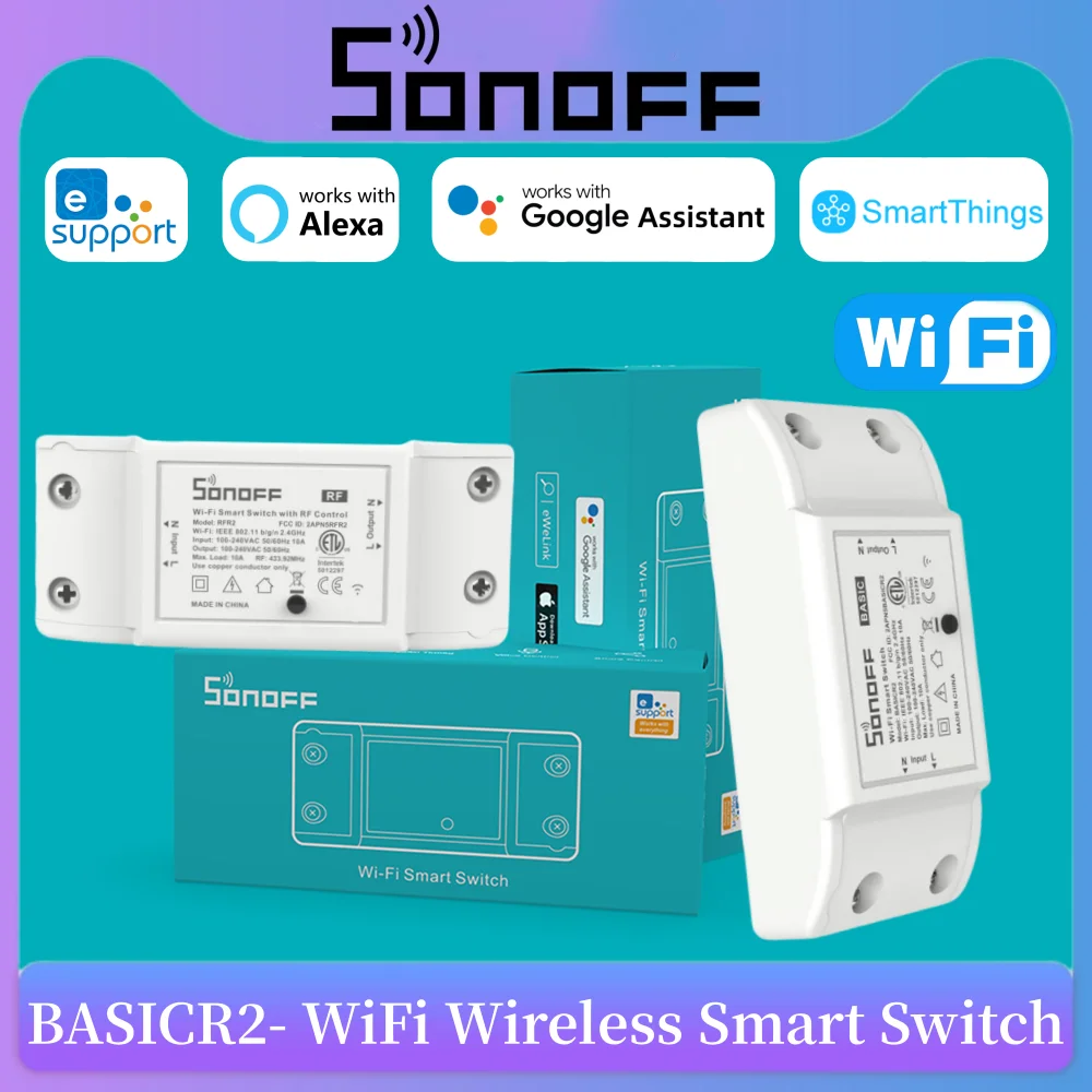 

SONOFF BASICR2 WiFi Wireless Smart Switch Home DIY Breaker Module Remote Control Via Ewelink Alexa Google Alice SmartThings