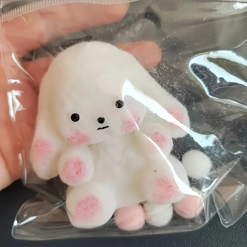 

Cute White Fleece Rabbit Soft Plush Toy, with Pink Claws, Soft Pressure Relief and Fun Sensory, Mixed Color Rubber Material, for