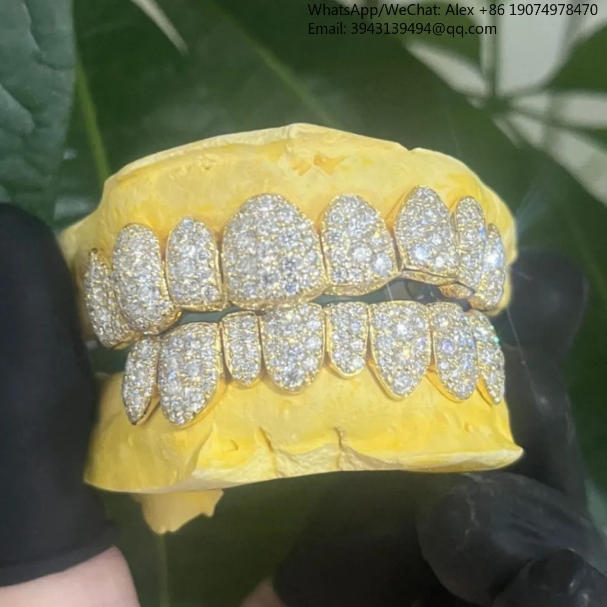 

925 Sterling Silver Unisex Top Bottom Mouth Mosaic Setting Teeth Grills Tooth Gold Plated VVS Moissanite Grillz Fine Grillz