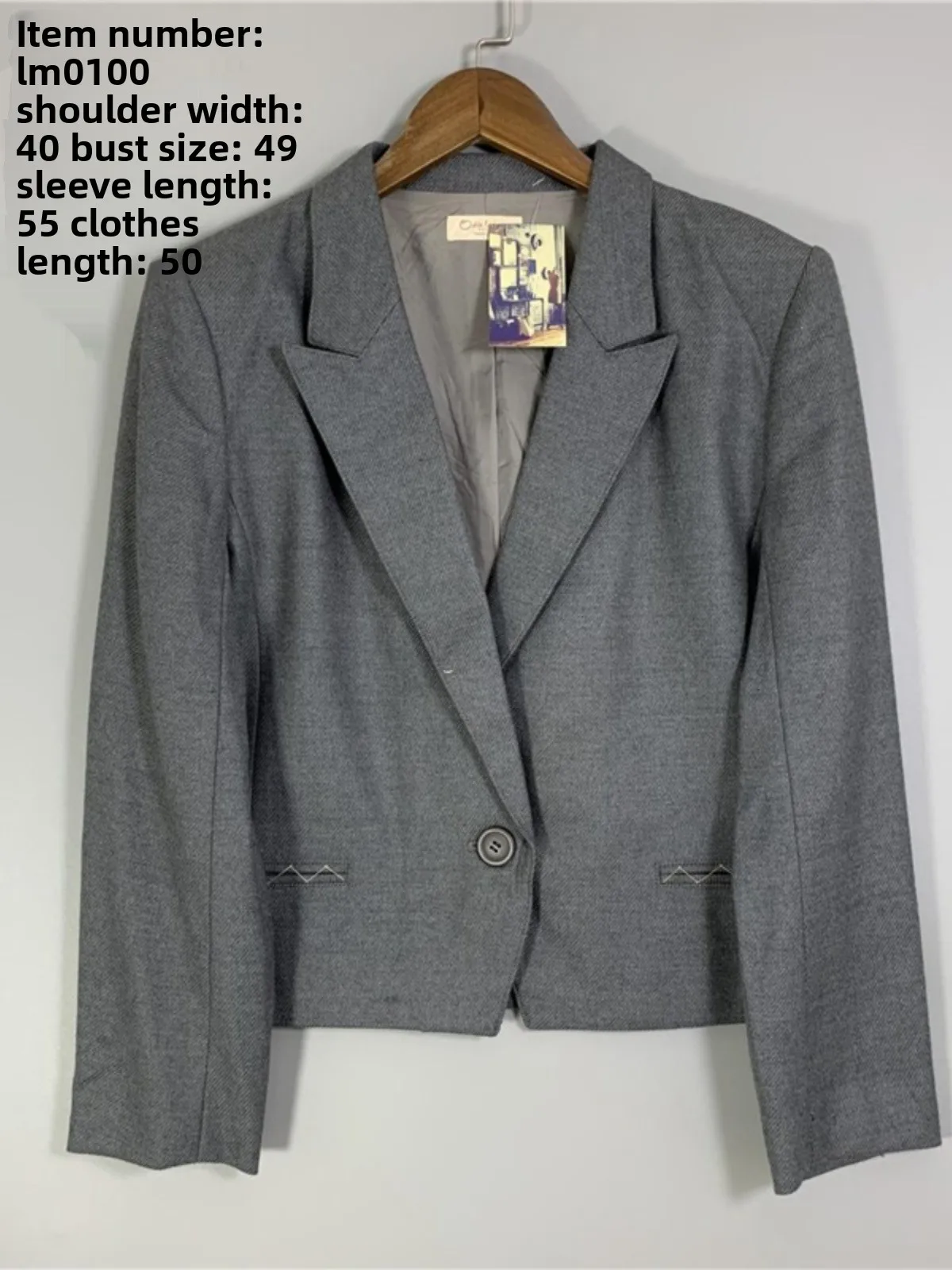 

Retro Briti Sle College Coat Small Suit Hong Kong Flavor Ele Sle Women's Long Sve Collar Button up Jaet