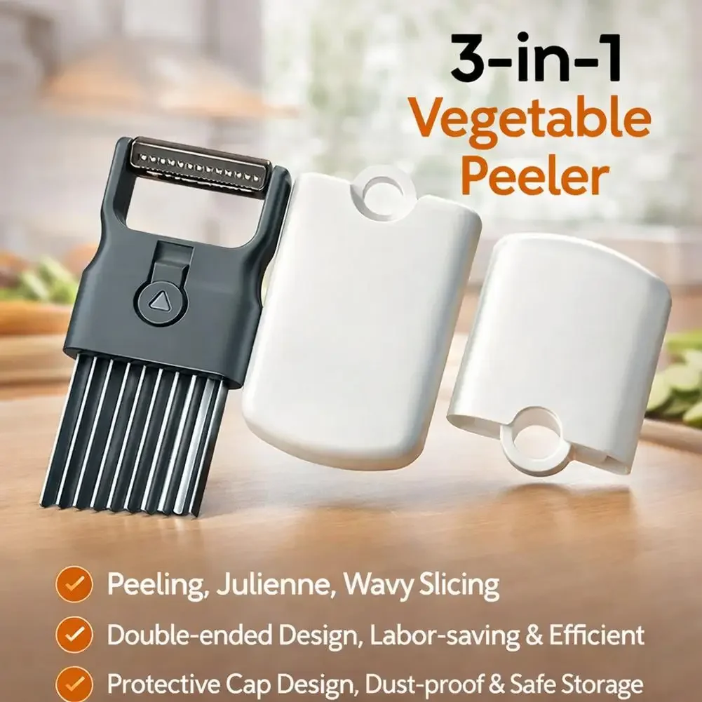3-in-1 Multi-functional Peeler Peeling Julienne Wavy Slicing Labor-saving Sharpness Vegetable Fruit Crinkle Wavy Slicer Knife