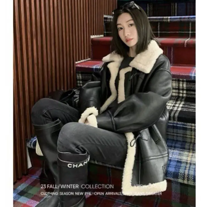 2024 Spring New Women's Ecological Leather Casual Fur Coat Full Wool Inner Warm Coat