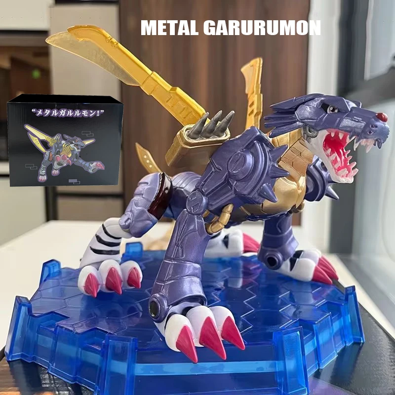 17cm Anime Metal Garurumon Action Figures GK Digimon Adventure Figurine Battle with Light PVC Model Collection Toy Birthday Gift