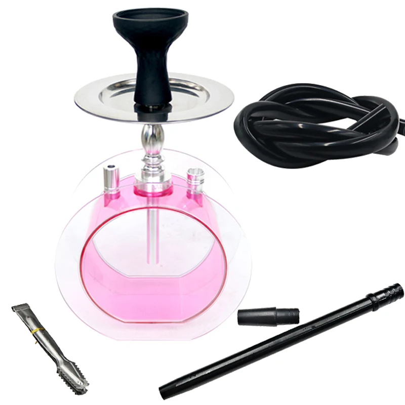 

1set New Acrylic Round Water Pipe Set Shisha With Pipe Hookah Sheesha Chicha Silicone Hose Bowl Metal Tweezers Accessories